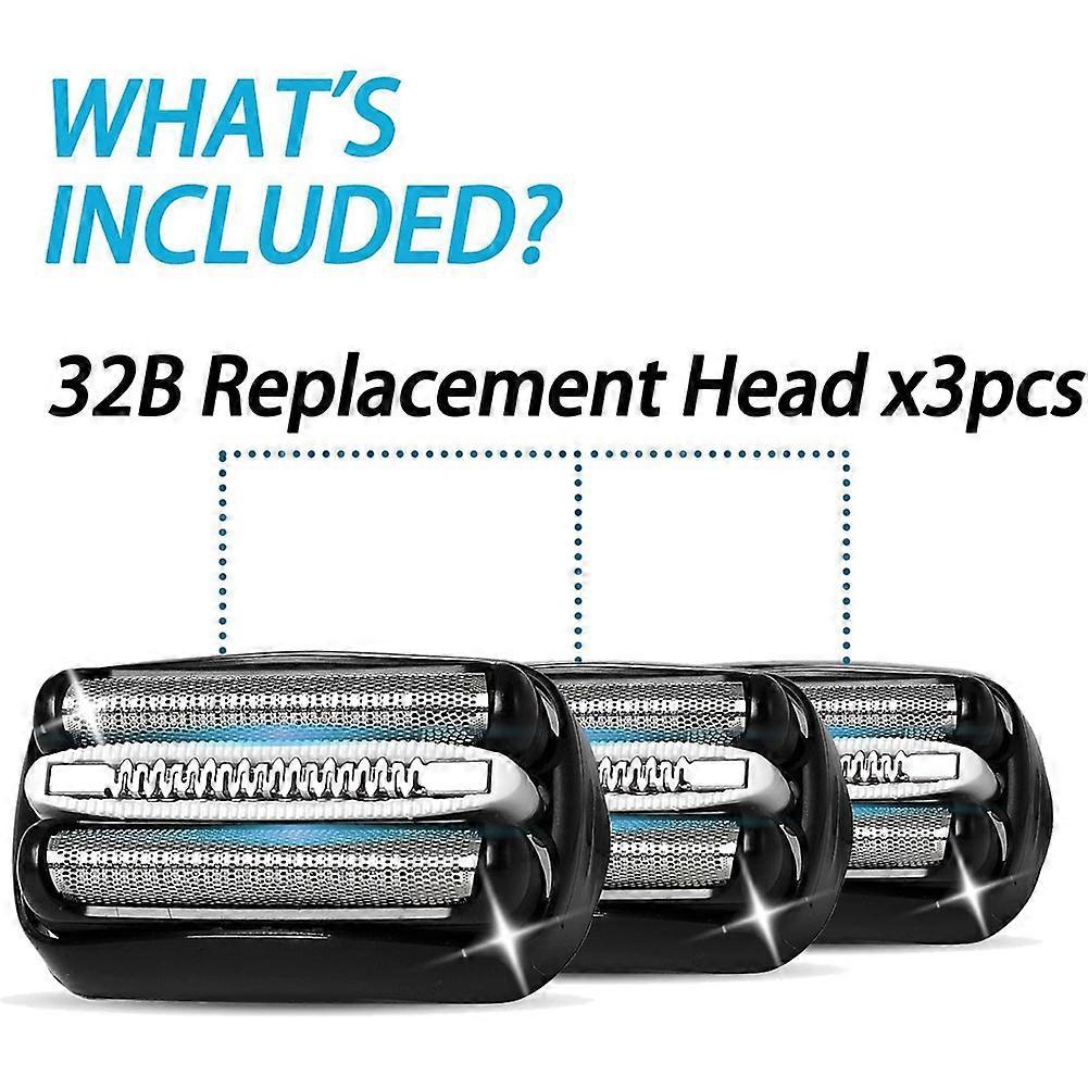 3 Pack 32B S3 Electric Replacement Heads for Braun Series 3 Shavers, Compatible with 3040s 3080s-4 370cc 3070cc 3000s 3010 3090cc Etc.