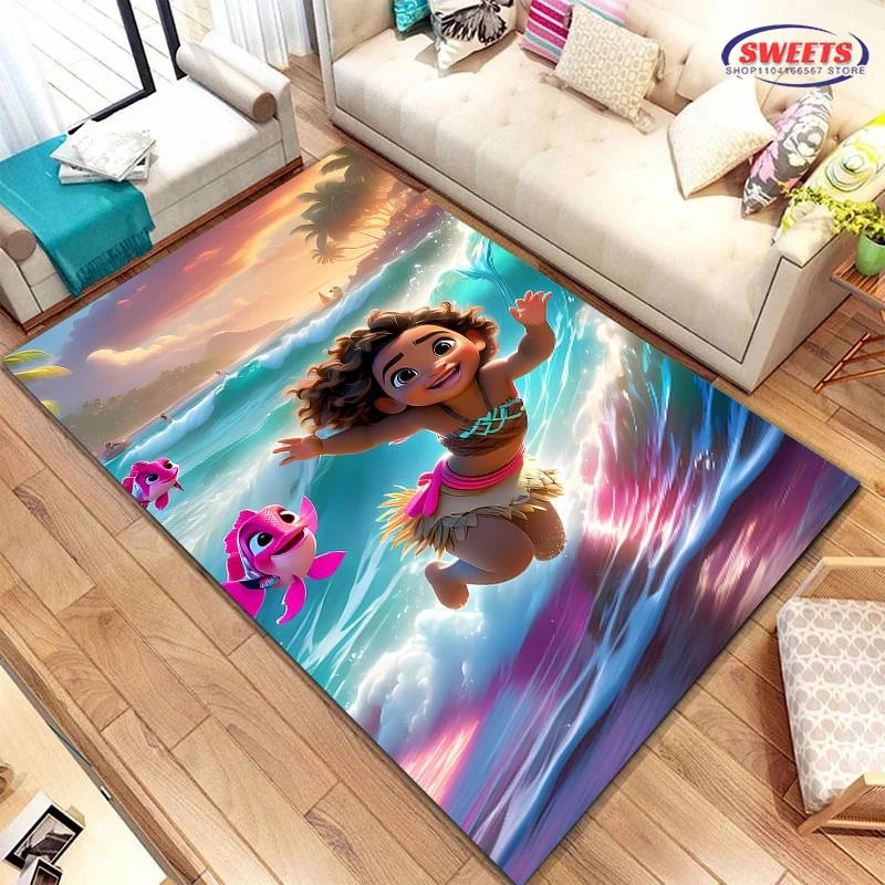 Disney Moana Cartoon Carpet New Release! Bedroom Living Room Bed Mat, Non-slip Exquisite Home Decor, Durable Washable Rug