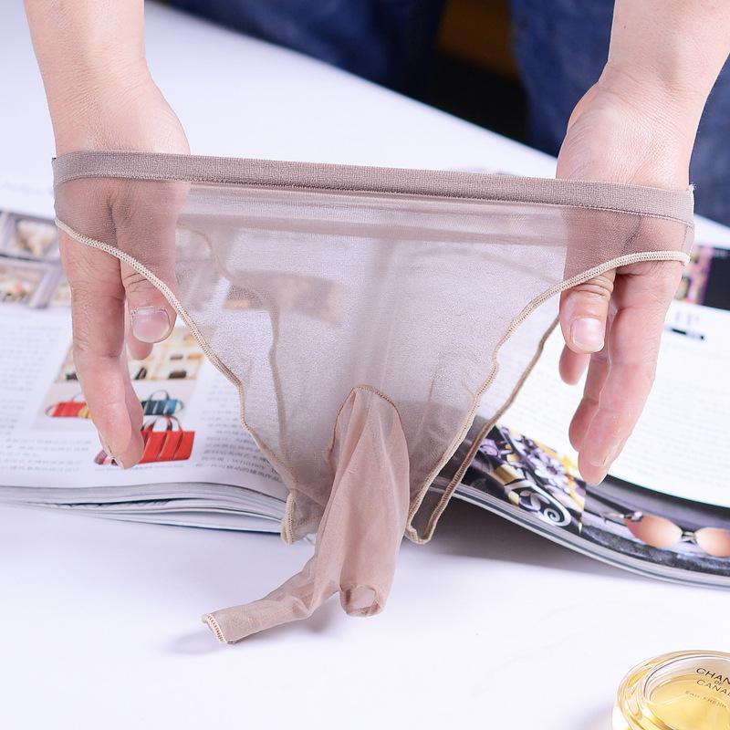Qinghe Pánské sexy spodní prádlo Letní punčochy Slipy Pánský ultratenký chladivý sexy Jj set S nízkým pasem Průhledné šortky