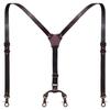 [MCKDERWRILL] Genuine Leather Men's Suspenders, Adjustable Length, Y-Shaped Shoulder Strap, Top-Grade Leather, 4 Hooks, Replacement Hooks Included