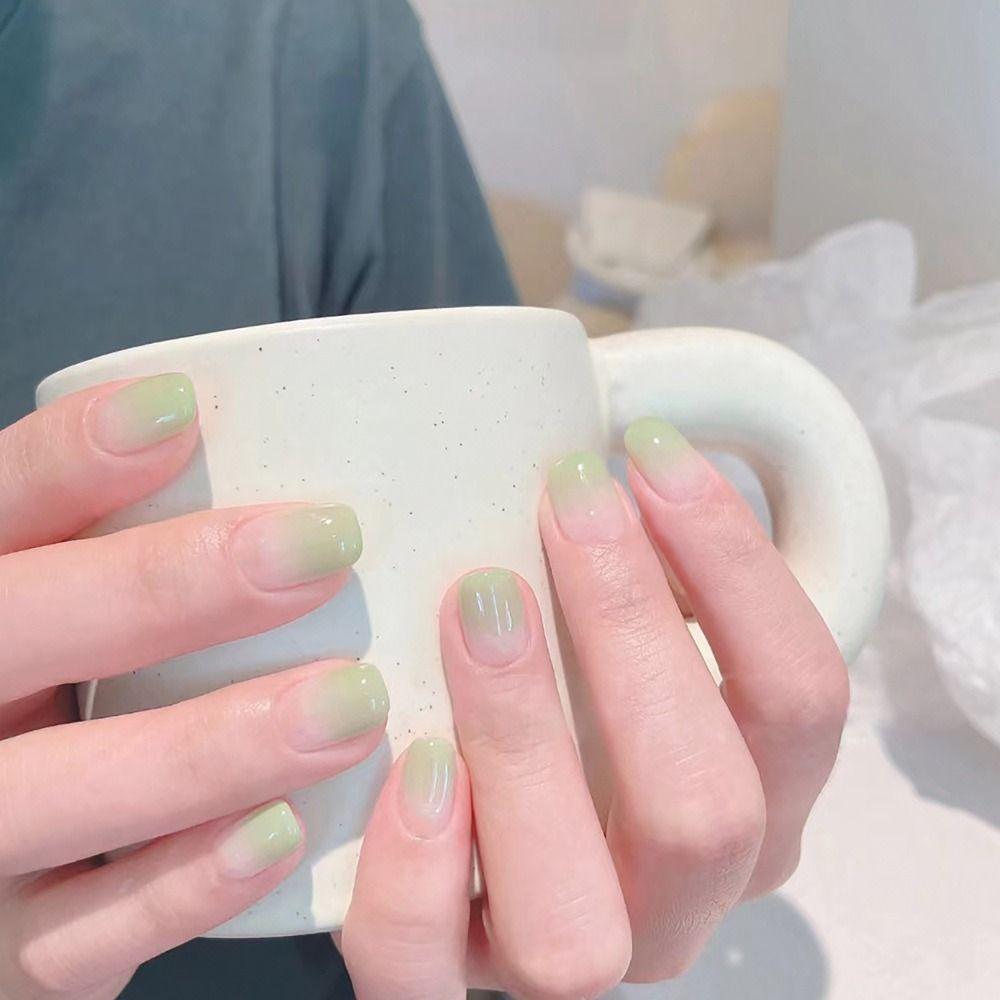 

24 шт./кор., короткая длина, маленькие свежие накладные ногти, нежный стиль, пресс на ногтях, многоразовые женские типсы для ногтей