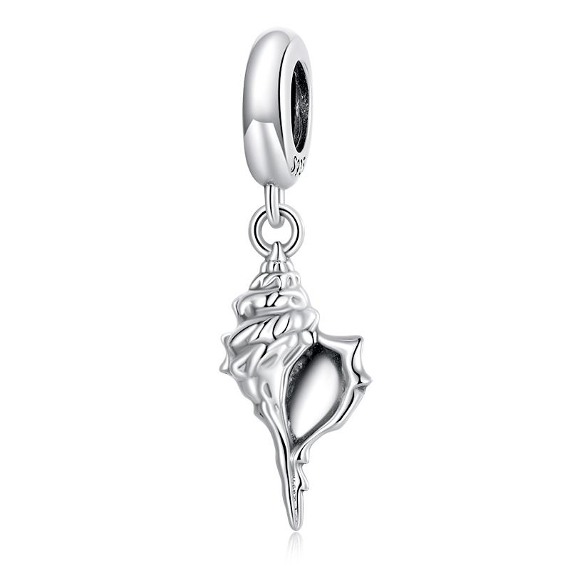 Argento 925 Fascino Conchiglia Blu Perla Marina Animale Tartaruga Stella Marina Ciondolo Adatto Bracciale Collana Gioielli Fai da Te