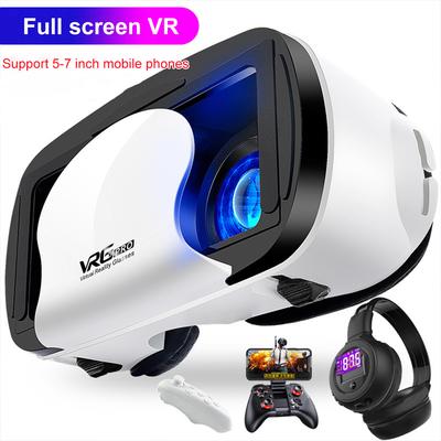 3D Vr Headset Virtual Reality Smart Glasses Helm für Smartphones Mobiles Handy mit Controllern Linsen Brille Fernglas