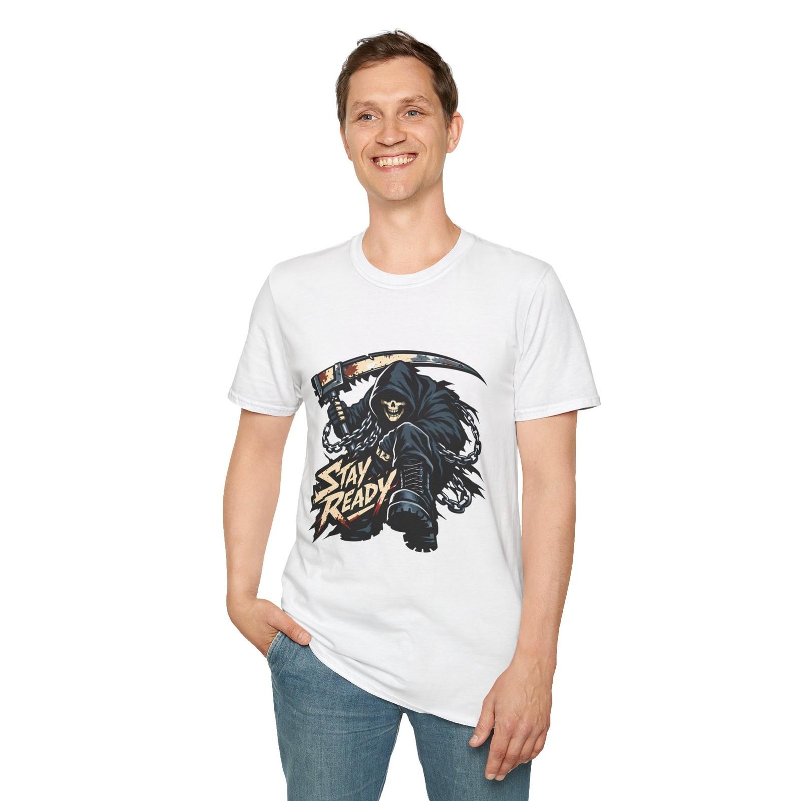 Street Reaper Skull Gothic Urban Fighter Scythe Chains Unisex Softstyle T-Shirt S