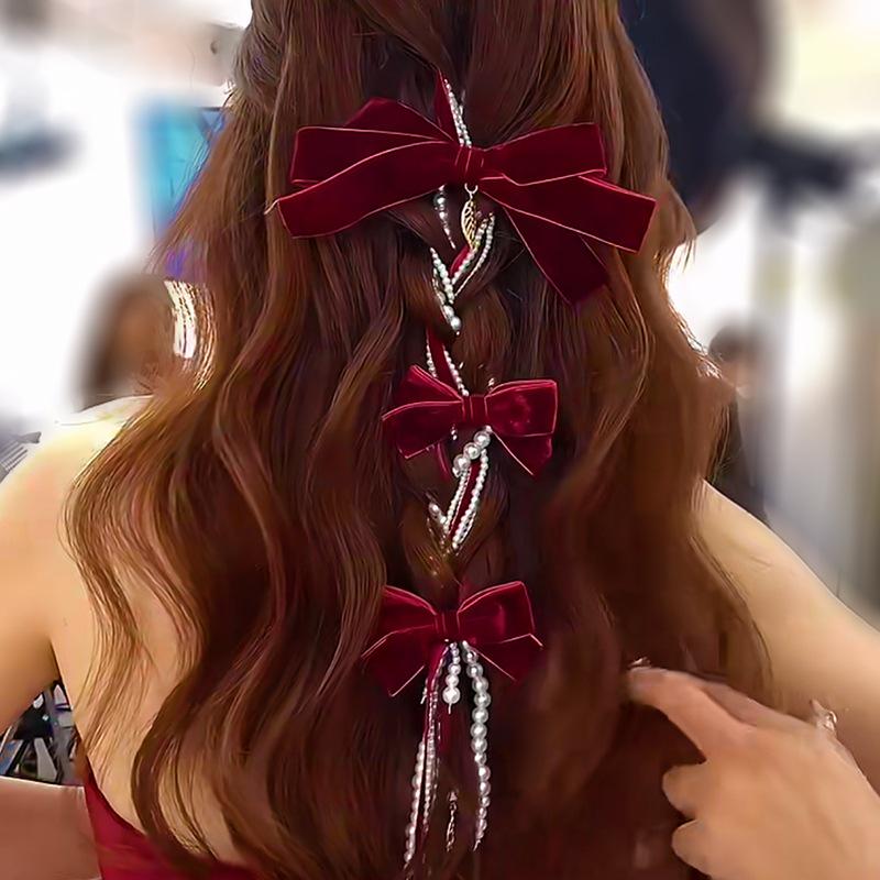 

Китайский Ретро Винно-красный Свадебный Набор Аксессуаров для Волос с Головным Украшением и Цветком для Головы для Свадебного Платья