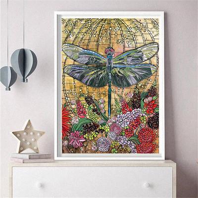 Ζωγραφική με Διαμάντια Πλήρης Κύκλος Λιβελούλα Κέντημα Λουλούδι Στρας Εικόνα Χόμπι και Χειροτεχνίες