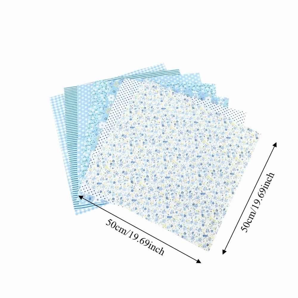 7Pcs Blue floral pattern Fabric Bundle Quilting Fabric  Hand quilt production
