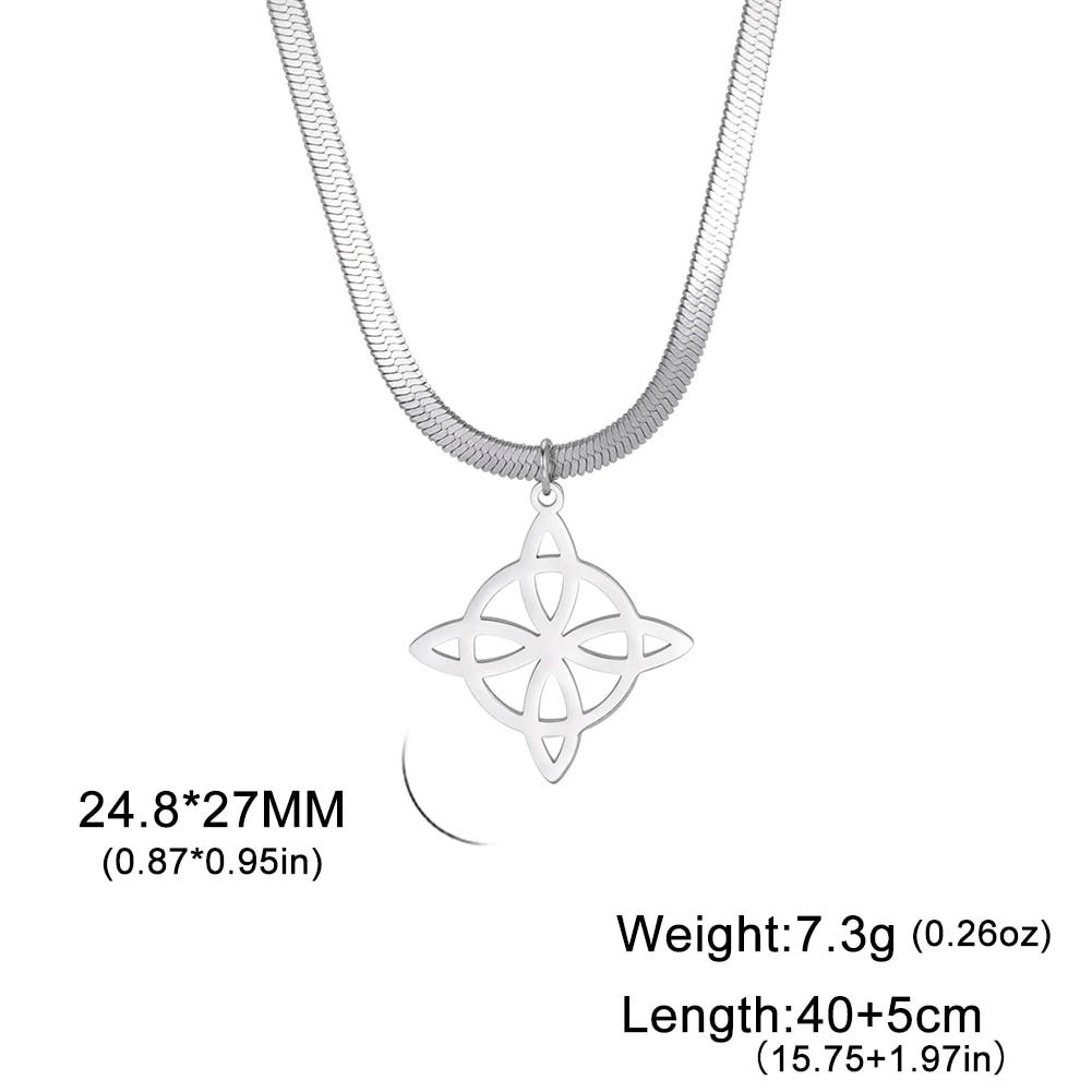 Vintage Witch Knot Necklace for Women Luck Pendant Irish Celtics Protection Amulet Stainless Steel Witchcraft Wicca Jewelry Gift