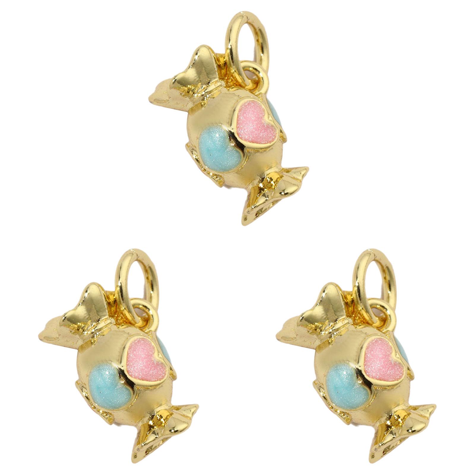 

Pack of 3 Enamel Ice Cream Popsicle Charms SturdyGold Plated Jewelry for Women Heart Mushroom Necklace Pendants 597