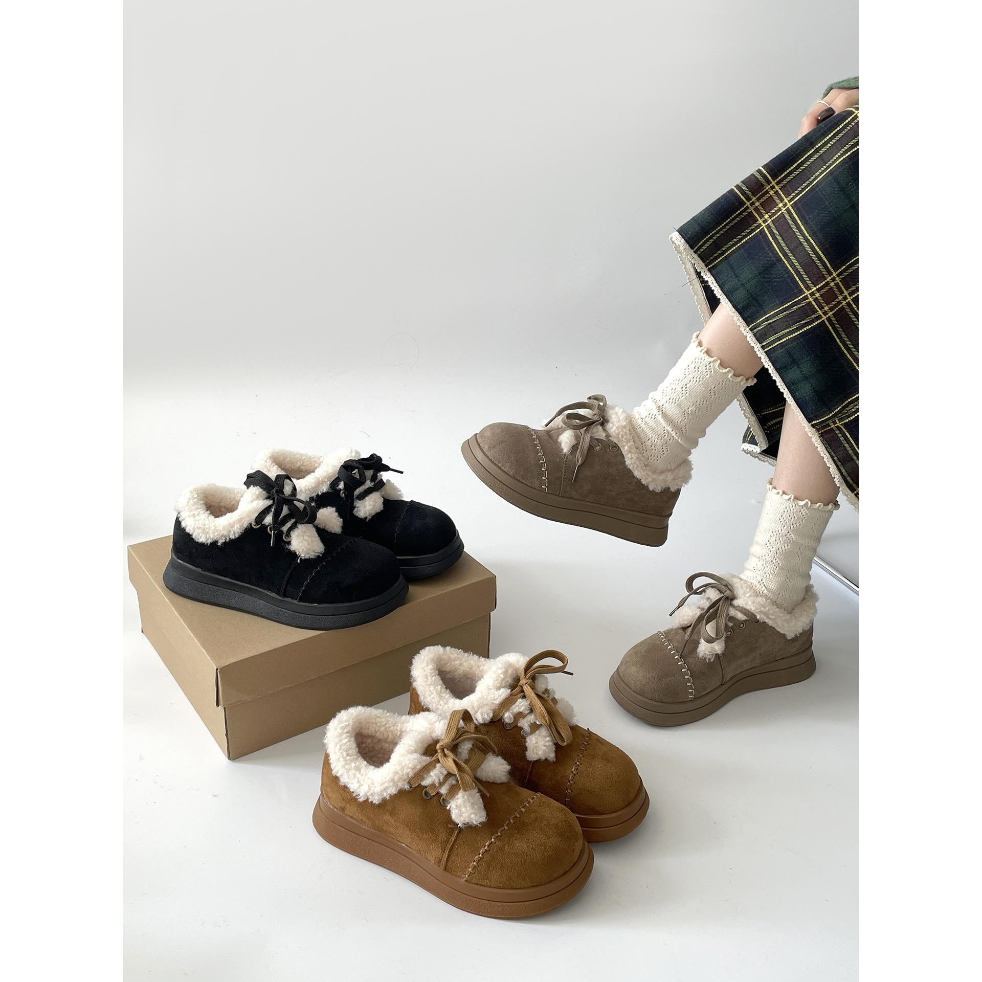 Fleece thickened non-slip thick-soled snow cotton shoes women wear Birkenstocks in winter 40 хаки
