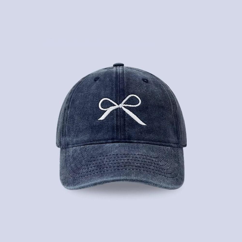 Embroidery Embroidery Bow Baseball Cap Cotton Sun Hat Simple Bowknot Baseball Hat  Outdoor