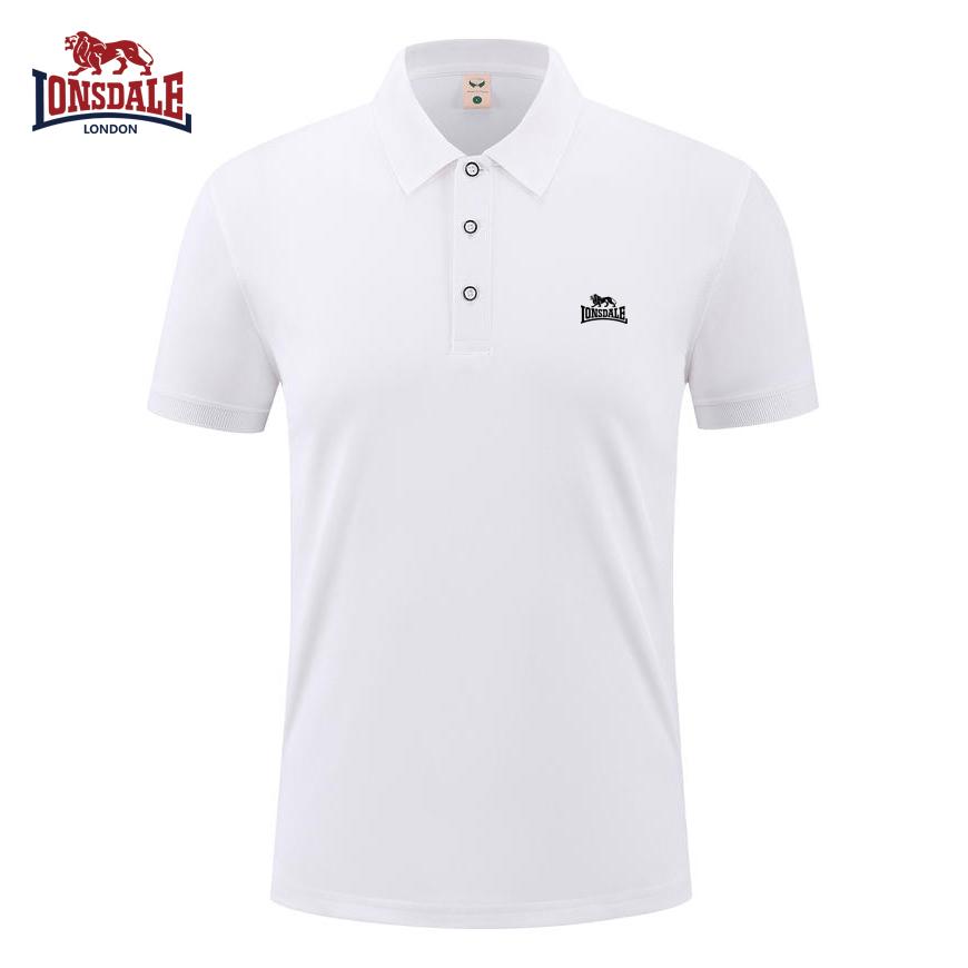 Lonsdale 2026 Zomer Nieuw Geborduurd Casual Sportkraag Poloshirt, Zweetafvoerend en Vocht absorberend Puur XL wit
