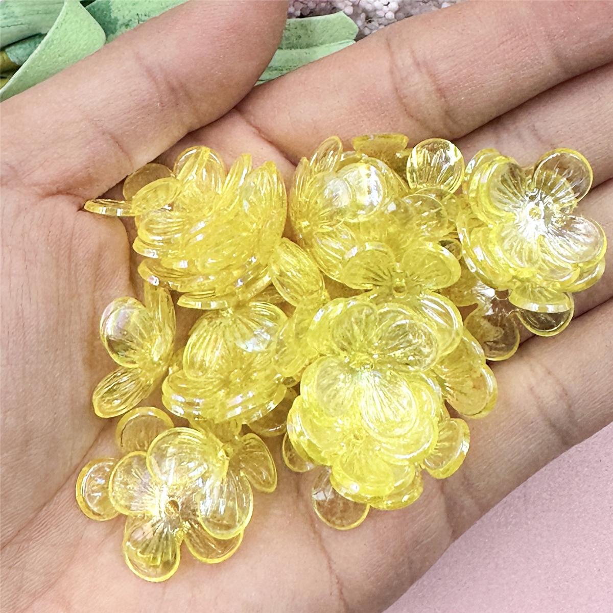 

Высококачественные аксессуары, модные серьги-шпильки, прозрачный кристалл, своими руками, 15,8 мм, 100 шт., материалы ручной работы, браслет, маленькие бусины в виде цветка, акрил жёлтый