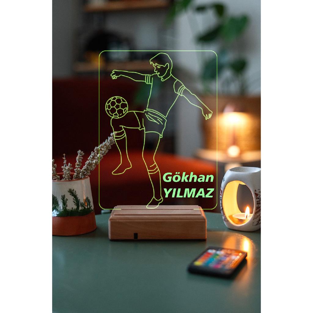 Cadeau personnalisé joueur de football faisant rebondir la lampe de bureau LED 3d balle