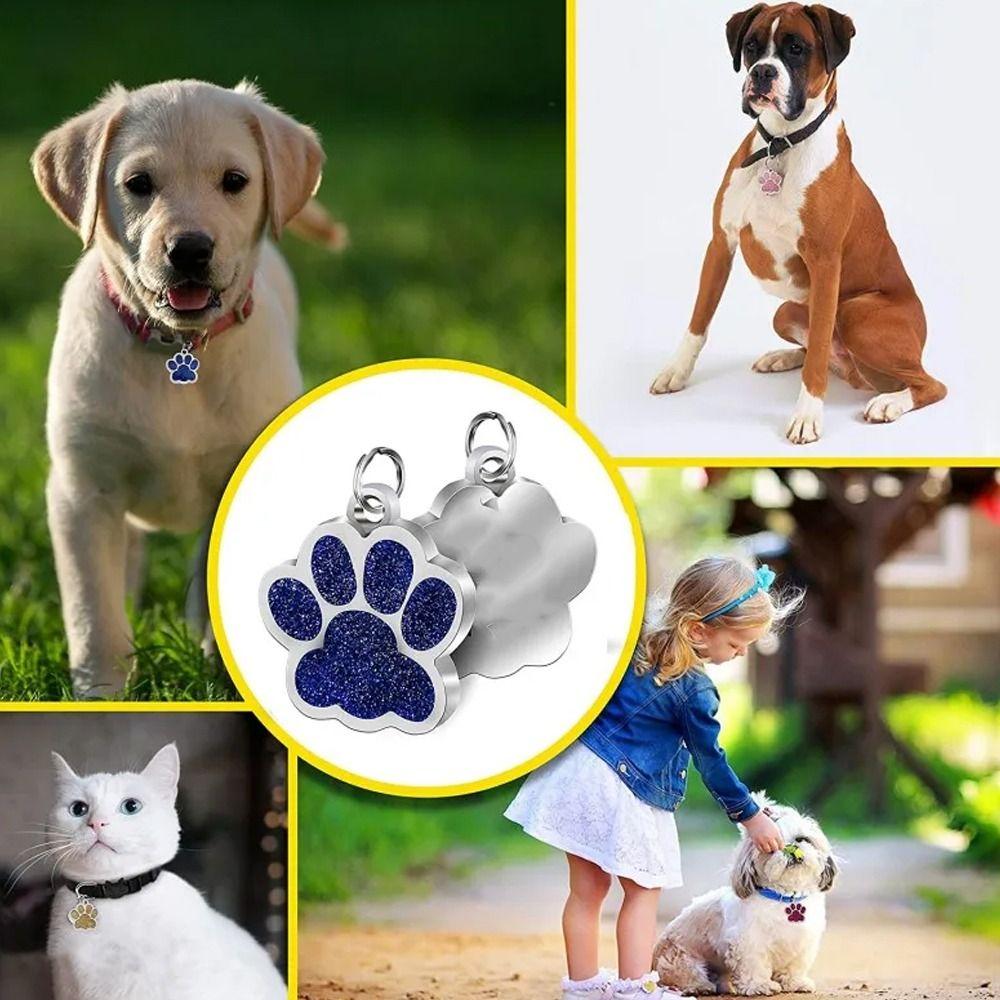 Personalized Dog Cat Tags Anti-Lost Pet Collar Tag Pendant Cats Supplies Pet Glitter Pendant  Cats