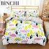 Soft Flamingo 3D Print Bedding Set Fresh Style Cartoon Animals Green Leaves Tropical Fruit Floral D