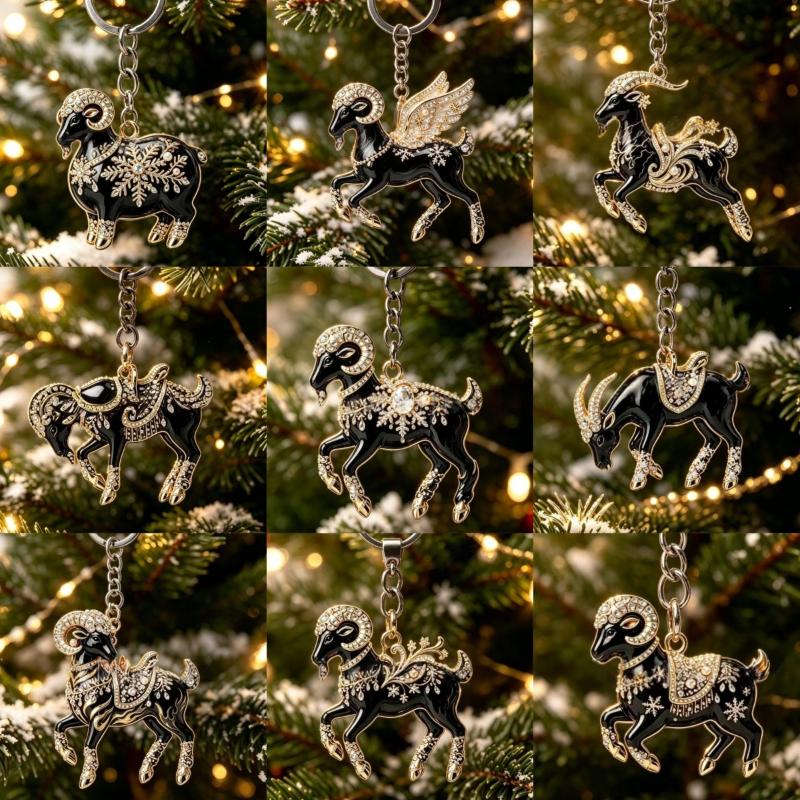 1Pcs 2D Goat Acrylic Pendants Cute Animal Hanging Ornament for Christmas Party Backpack Zipper Charm Accessory