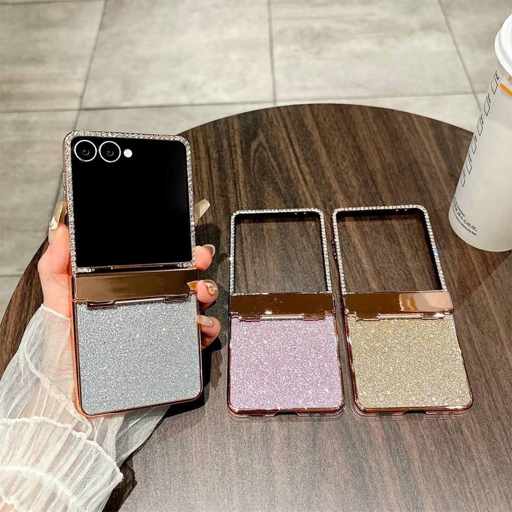 For Samsung Galaxy Z Flip7 5G Case Hinge Protection Rhinestone Glitter PC Phone Cover