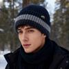 Winter Warm Wool Hat Knitted Pullover Hat Velvet Windproof Ear Protection Hat Thick Biker Hat for Men Women