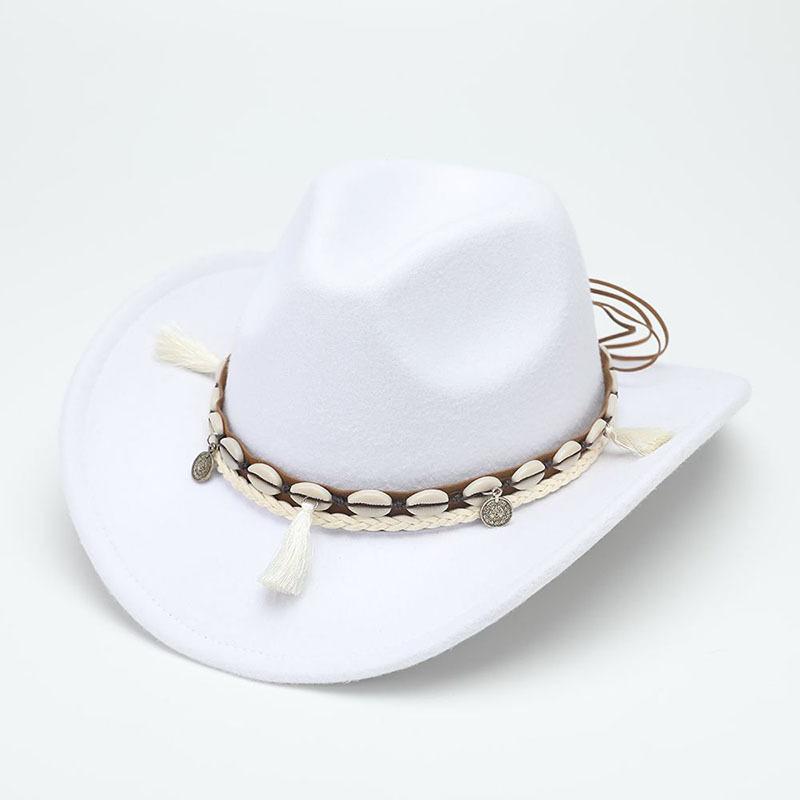 Western Cowboy Hat Ethnic Wool Jazz Hat Fashion Convex Top Men's and Women's Felt Hat Top Hat