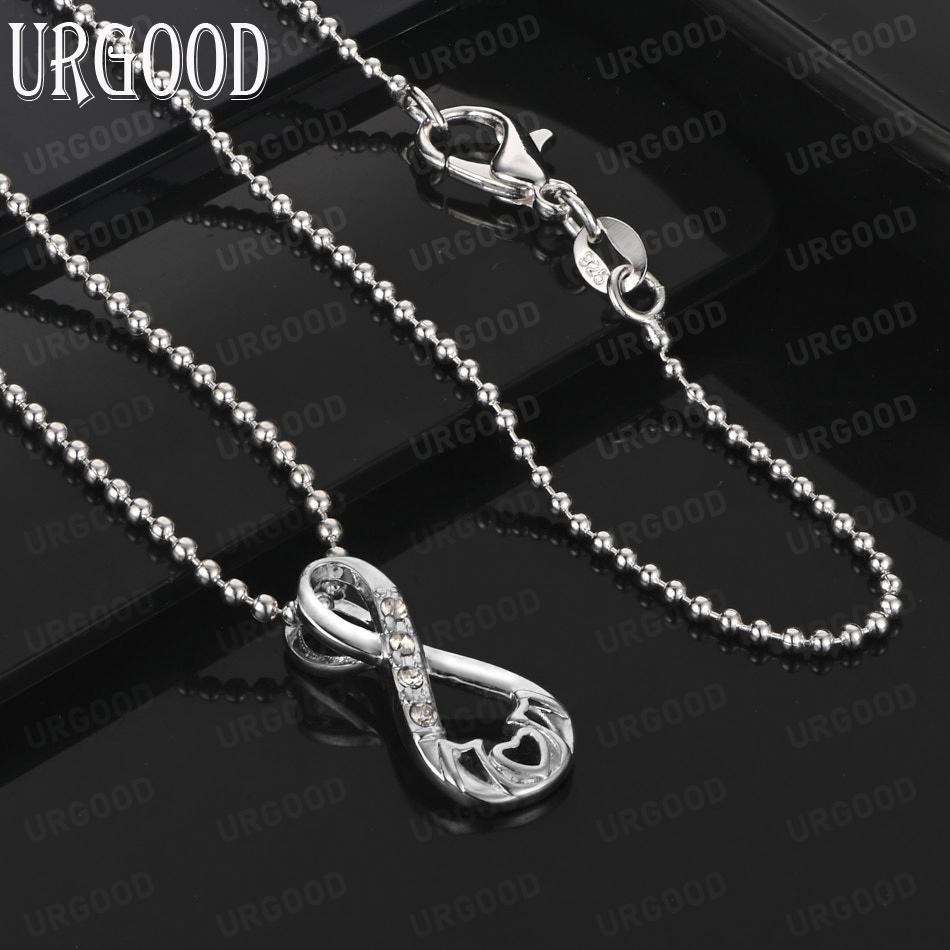 925 Sterling Silver Infinity Symbol Heart AAA Zircon Pendant Necklace - Stylish Evening Jewelry