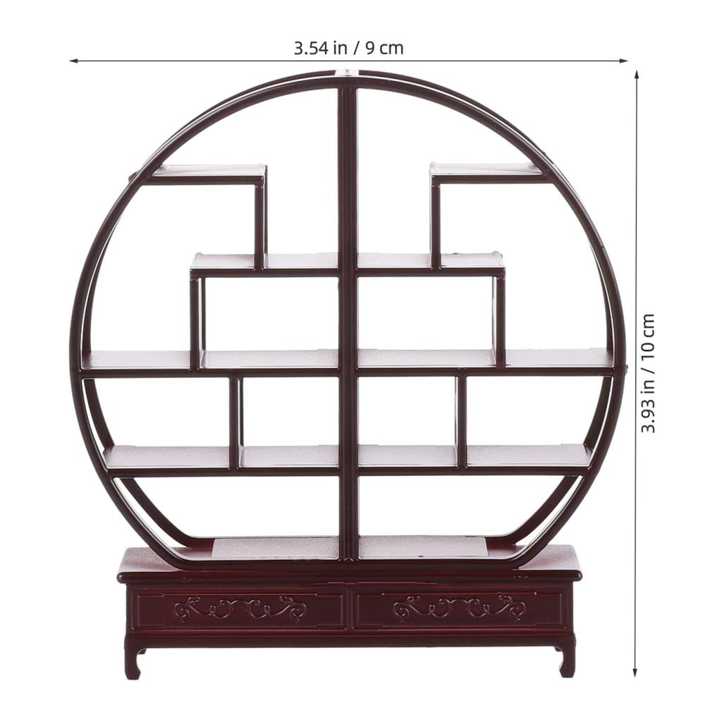 Alasum Miniature Furniture Display Shelf, Chinese Style, 1:25 Scale, Round, for Sandplay, Sand Play, Diorama, Dollhouse, Architectural Model, ABS