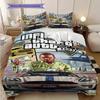 Urban Chaos Crime Bedding (1 * Duvet Cover + 2 * Pillowcase, Without Core) 2D Flat Bedding Set Duvet Cover and Pillowcase Soft and Comfortable