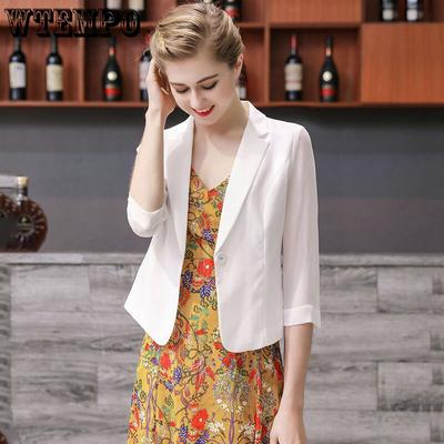 Pequeno paletó feminino primavera e verão cor sólida moda exterior desgaste terno curto protetor solar camisa