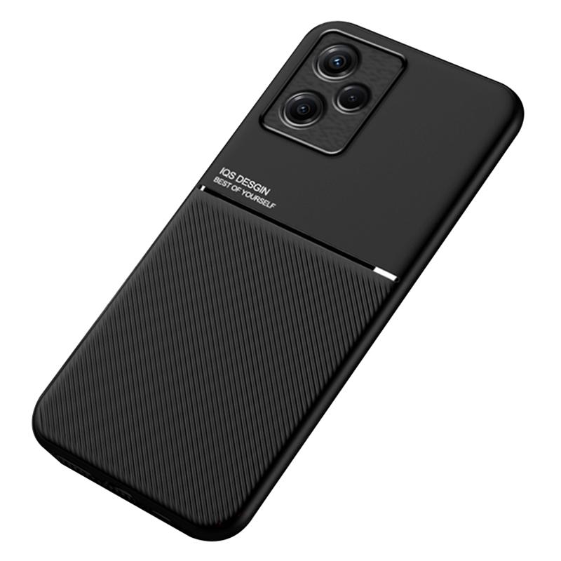 Phone Case for Infinix Hot 30i X669,PU Leather+TPU+PC Lines Imprinted Cover with Built-In Magnetic Holder Metal Sheet