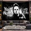 Halloween Michael Myers Personalized Tapestry Support Custom Name, Wall Art Home Decoration