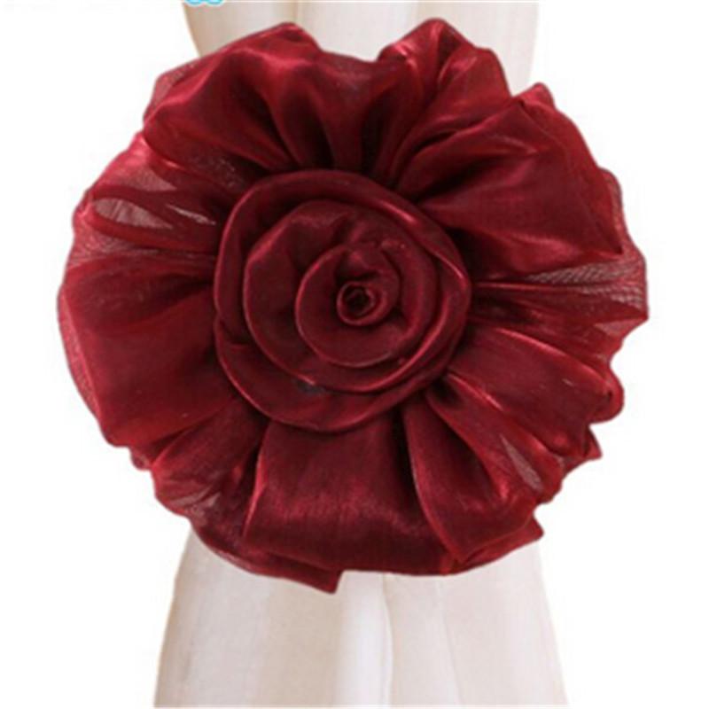 1 Pair Lace Flower Buckle Bundle Belt Window Curtain Accessories Decoration