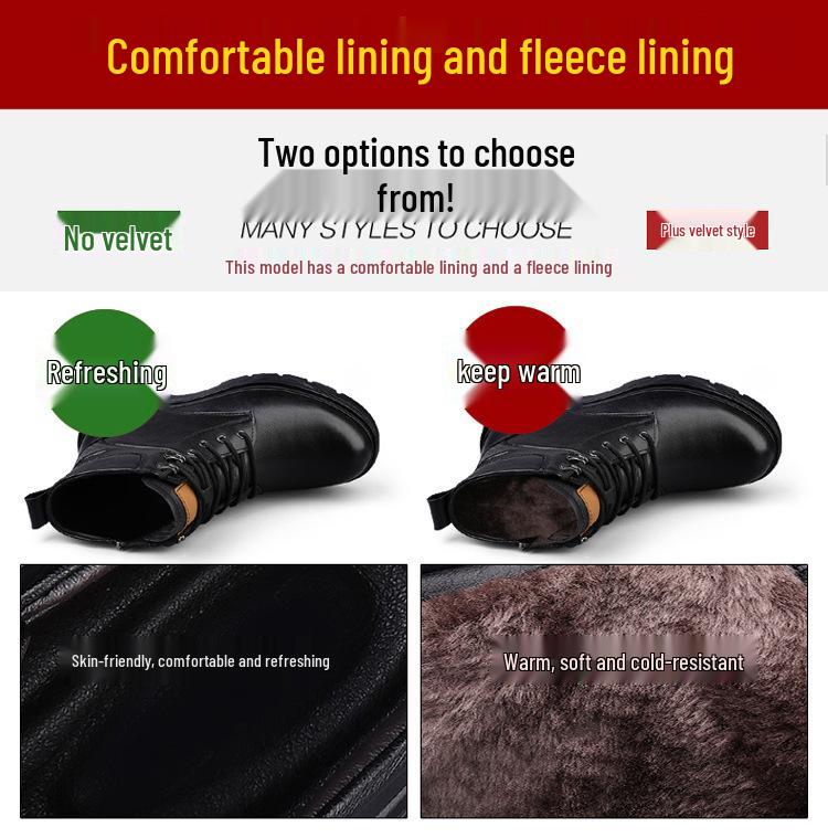 Men's Mid-Calf Genuine Leather Retro Martin Boots - Autumn/Winter Fashion, Versatile Thick Sole