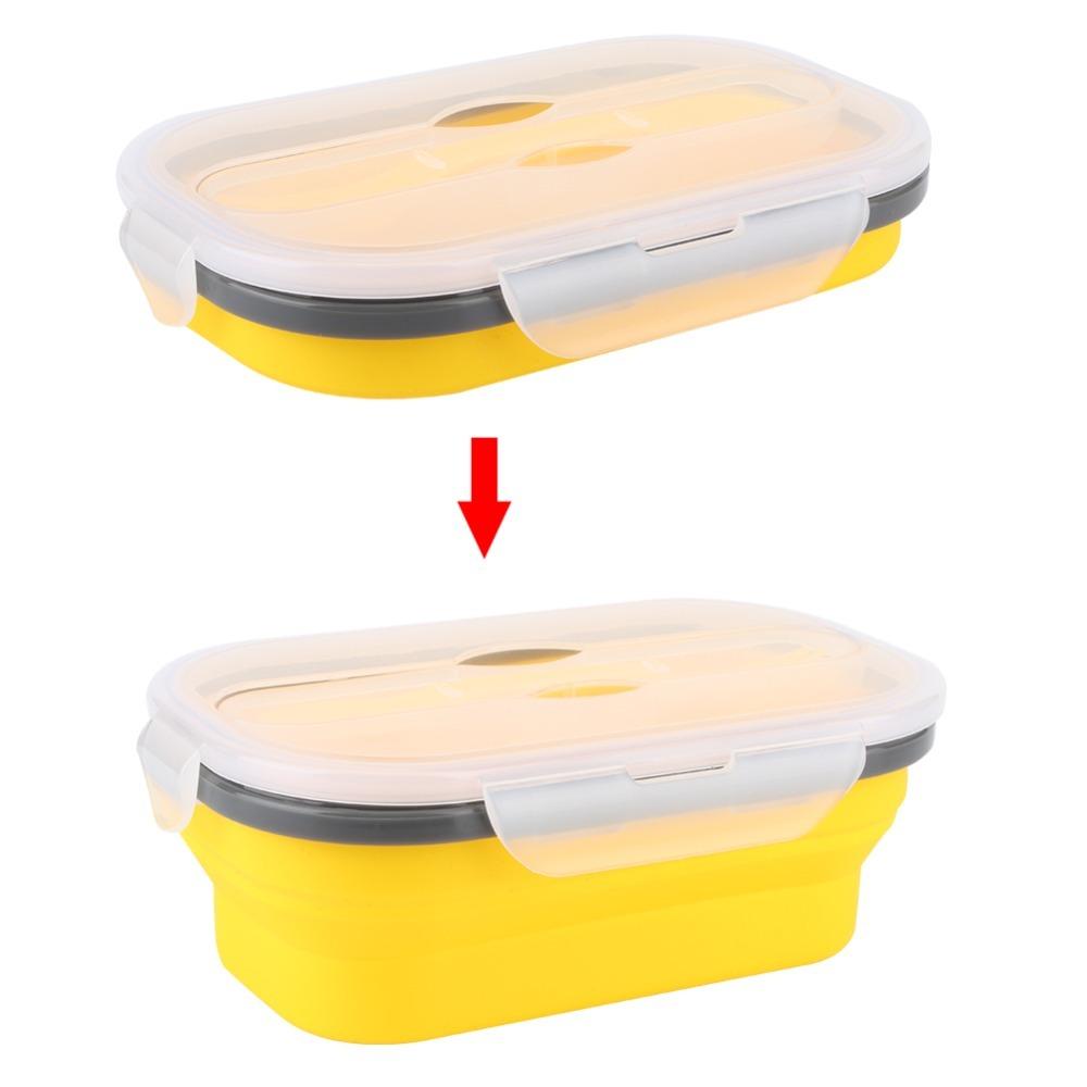 800ml Foldable Bento Box Microwave Safe Portable Food Storage Outdoor Travel