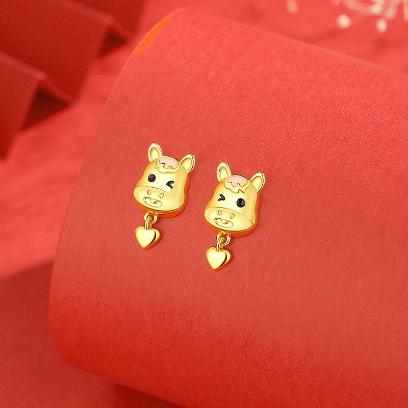 Tichya S925 Sterling Silver Horse Stud Earrings - Chinese Zodiac 2026 Niche Design for Women 925 Sterling Silver
