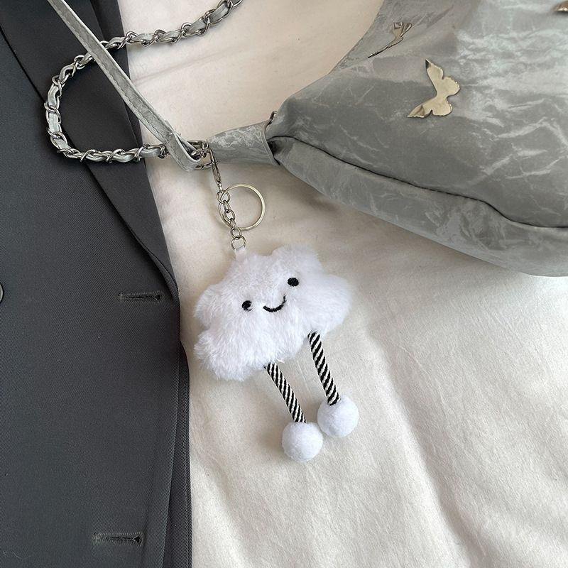 Cute White Cloud Keychain Cartoon Girl Backpack Decorative Pendant Doll Gift