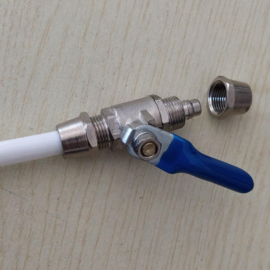 4-Way to 2-Way Tee Connector Water Purifier Valve with Switch, One-Piece Copper Alloy Ball Valve.