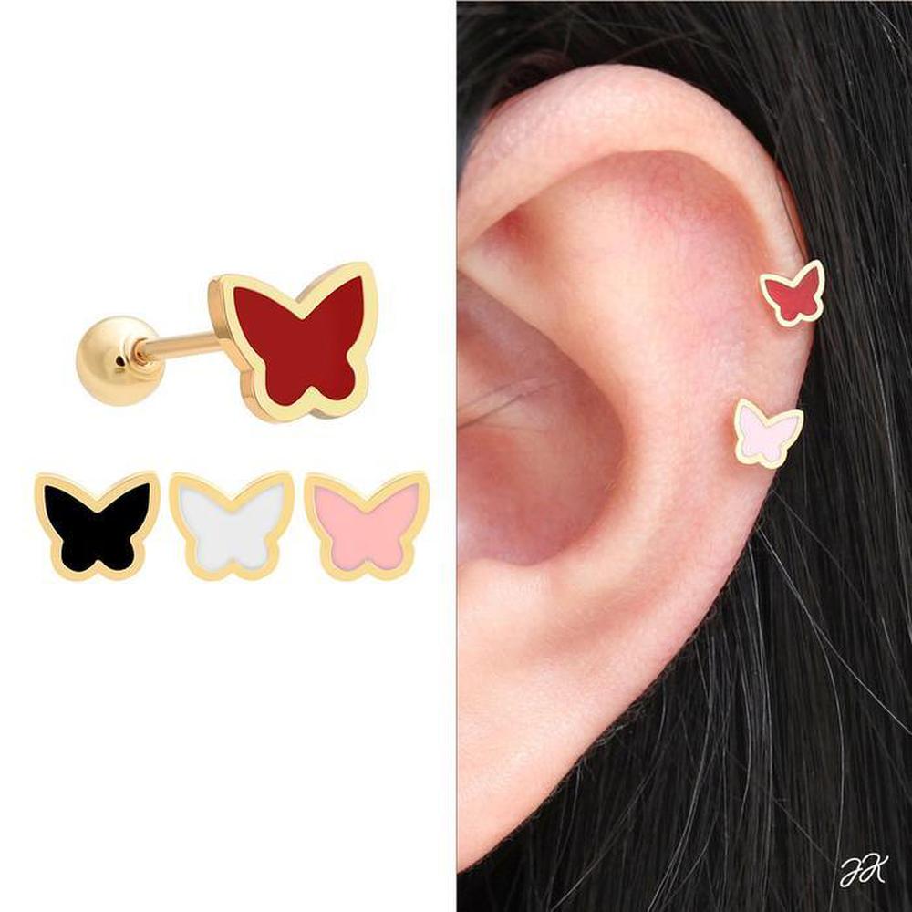 14K Gold Needle Gold Butterfly Layered Piercing (S8888920)