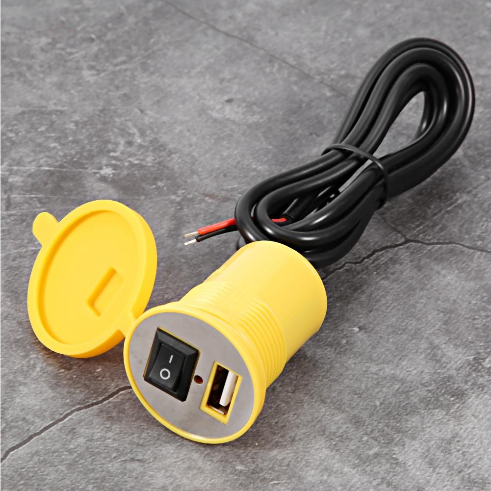 Motorcycle Handle Bar Phone Holder Waterproof USB     12V with   (Yellow)