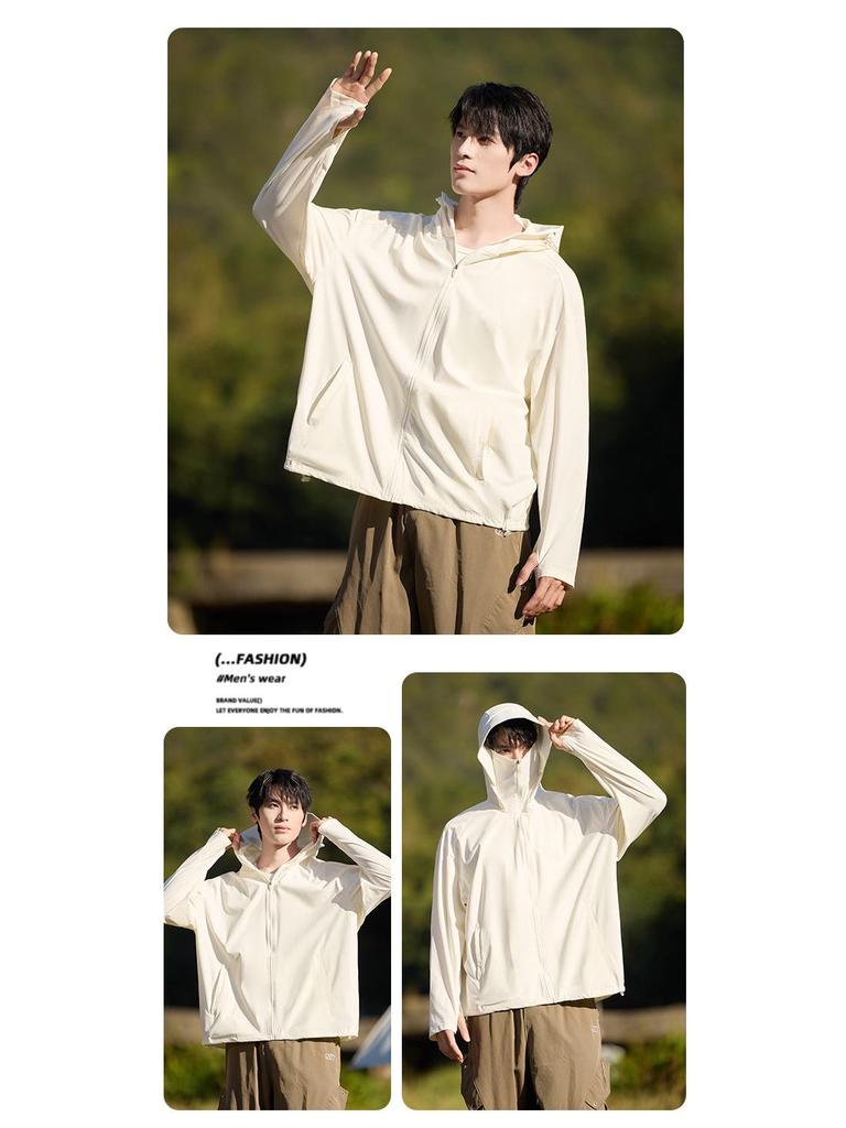Unisex UV-Protection Hooded Ice Silk Summer Suit with Detachable Features