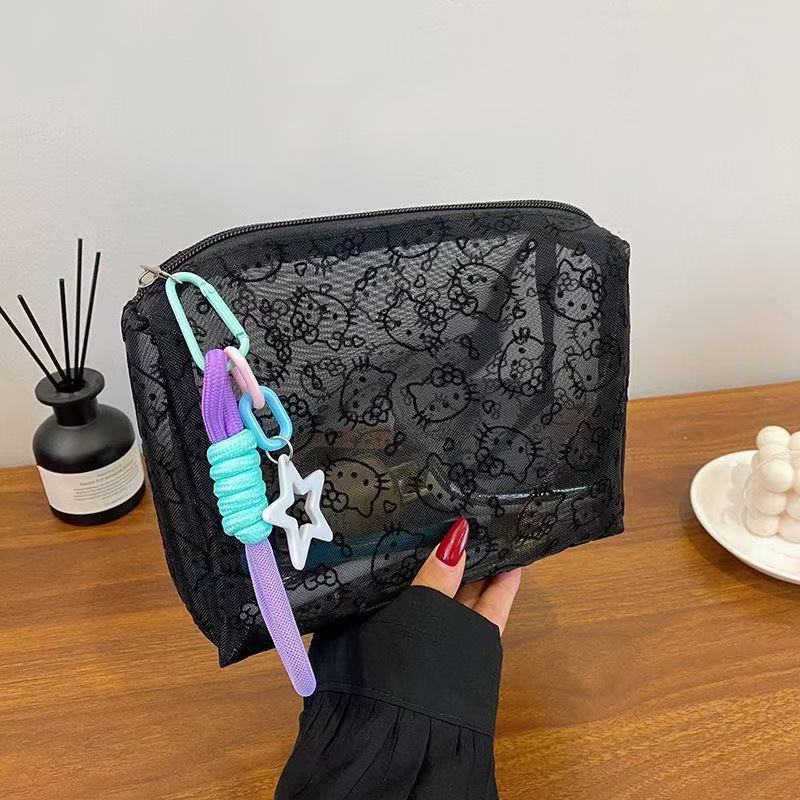 Small bag Portable cosmetic bag Going out to store toiletries bag Transparent mesh mobile phone change bag