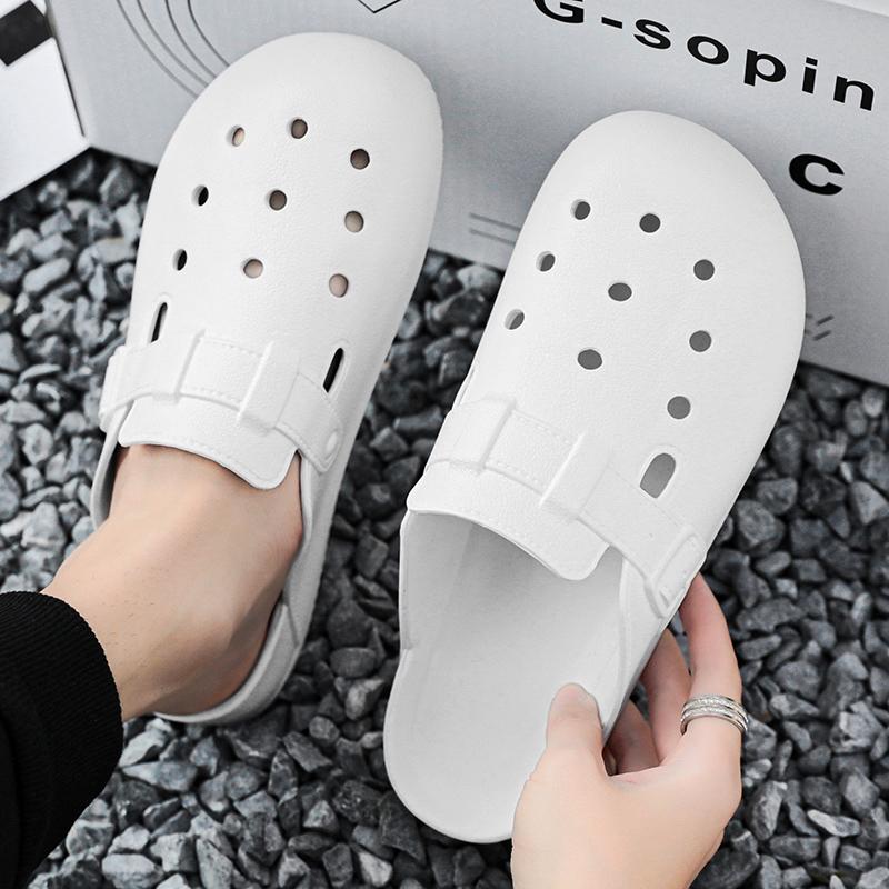 Summer Men EVA Slippers New Half Slippers Men's Trend Cool Slippers Baotou Hollow Breathable Casual White Shoes Men Shoes Tenis