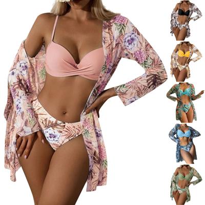 Women's Bikini Floral Sexy Quick-drying Swimsuit 3-piece Set