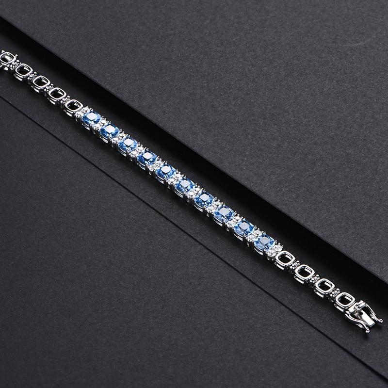 ATTAGEMS 925 Silver Jewelry Original Created Blue Spinel Bracelet 1.0CT Tennis Bracelets For Women Luxury Gift Wedding Authentic