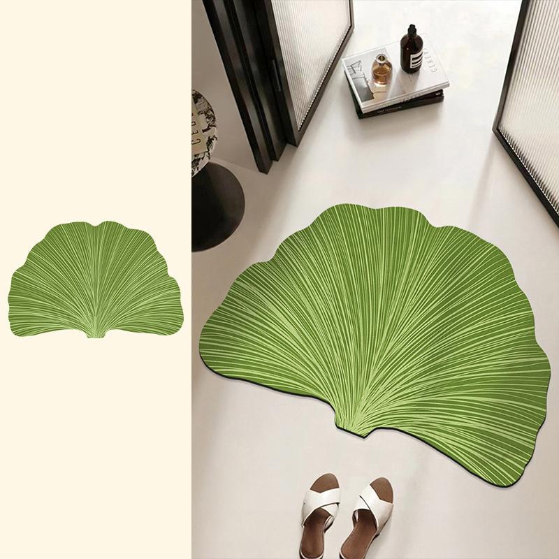 Diatomite Bath Mat Leaf Shape Bathroom Absorbent Floor Mats Toilet Carpet Non-slip Shower Rug Bathtub Accessories Washable
