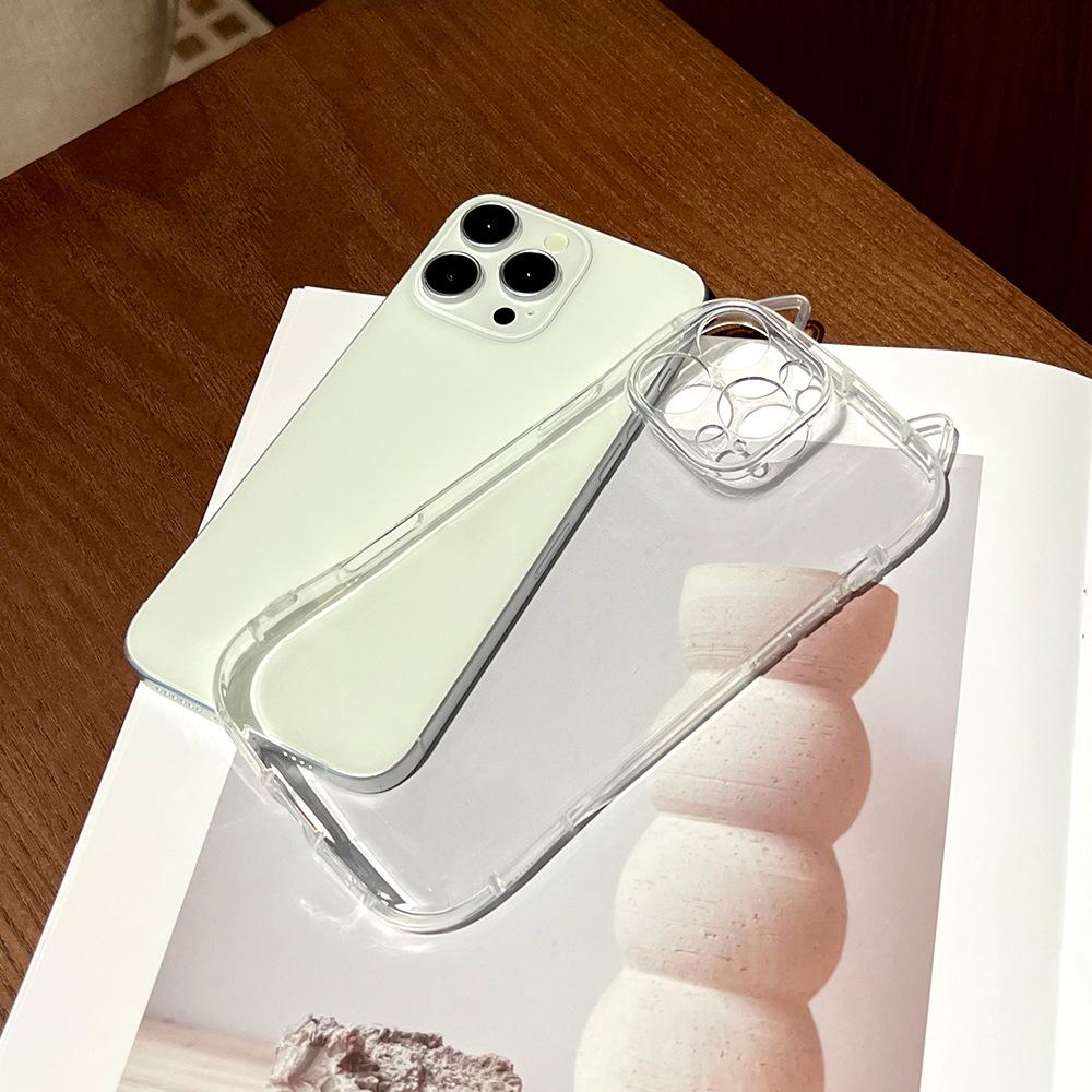 Cat Ears Clear Phone Case For iPhone 17 Air 16 Plus 15 14 13 12 11 Pro Max X XS XR 7 8 SE 2022 2020 Minimalist Shockproof Transparent Protective Cover