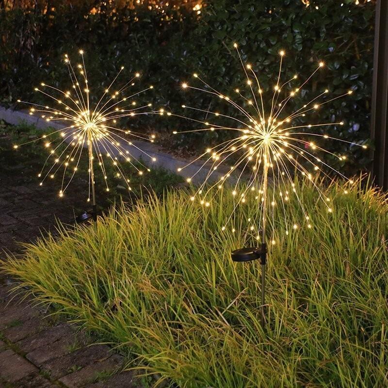 Solar LED Firework Lights Outdoor Dandelion Lamp Waterproof Swaying Starburst Light for Yard Patio Garden Christmas Decor 1-4PCS