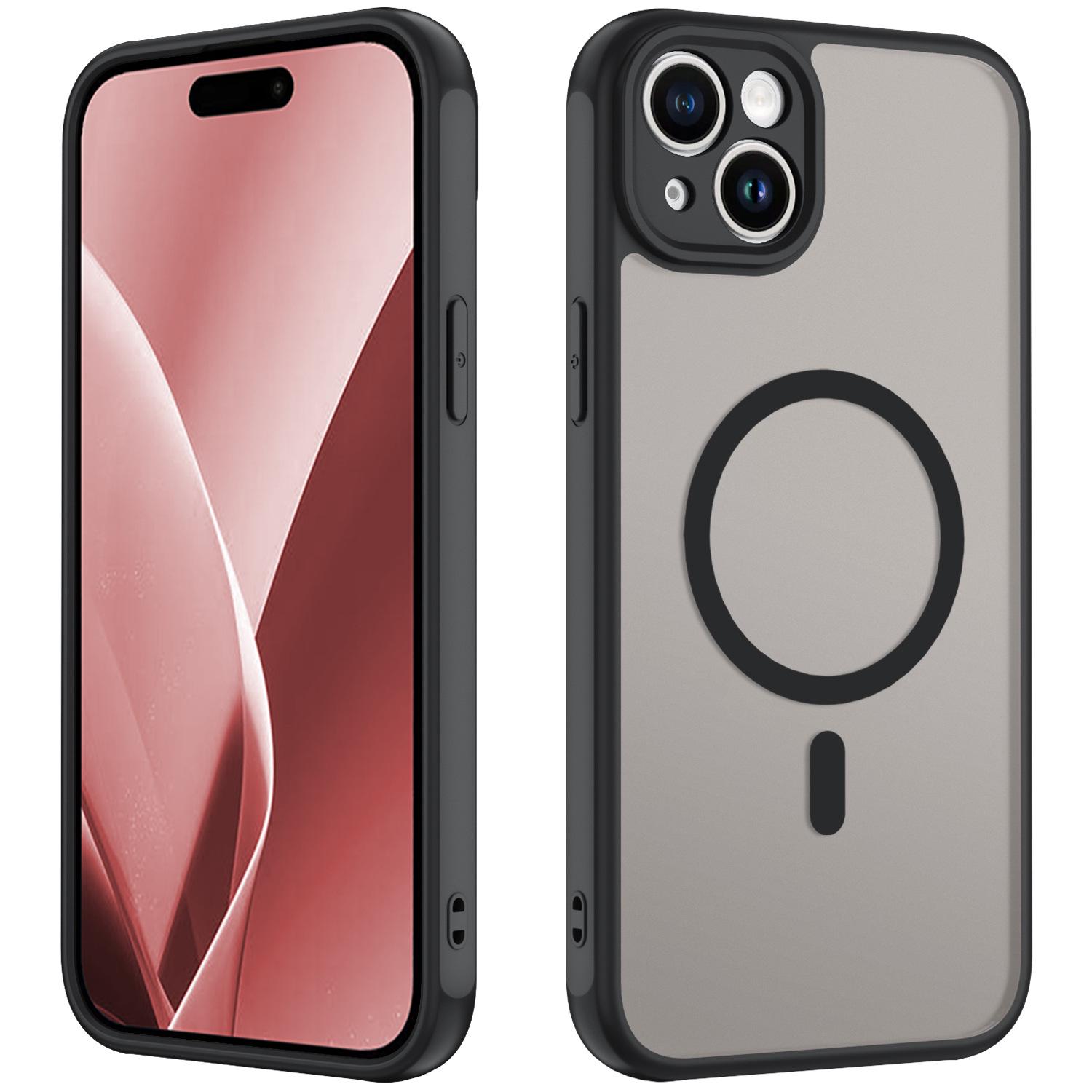 Apple 14/15 Plus Magnetic Skin-Feel Anti-Drop Full Coverage Phone Case with Precision Hole and Frosted Finish чёрный