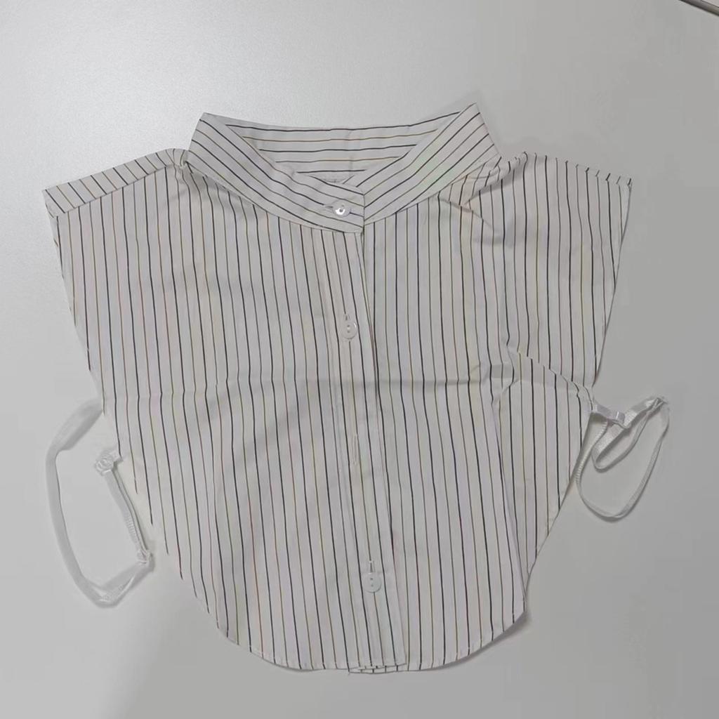 Women's Detachable False Collar Insert Elegant Striped Lapel Faux Half Shirt Blouse Collar Top for Sweater and Dresses