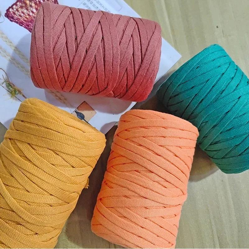 Flat Knitted Fabric Thread, Hollow Yarn Flat Ribbon Thread, DIY Handmade Woven Bag Hook Sandals 250g Crocheting