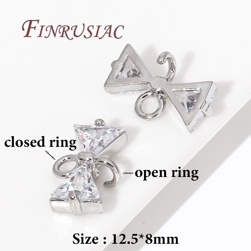 

18K Gold Plated Shiny Cubic Zirconia Crystal Bowknot Charm Connectors For DIY Women s Earrings/Bracelets Jewelry Making Supplies 5 pcs